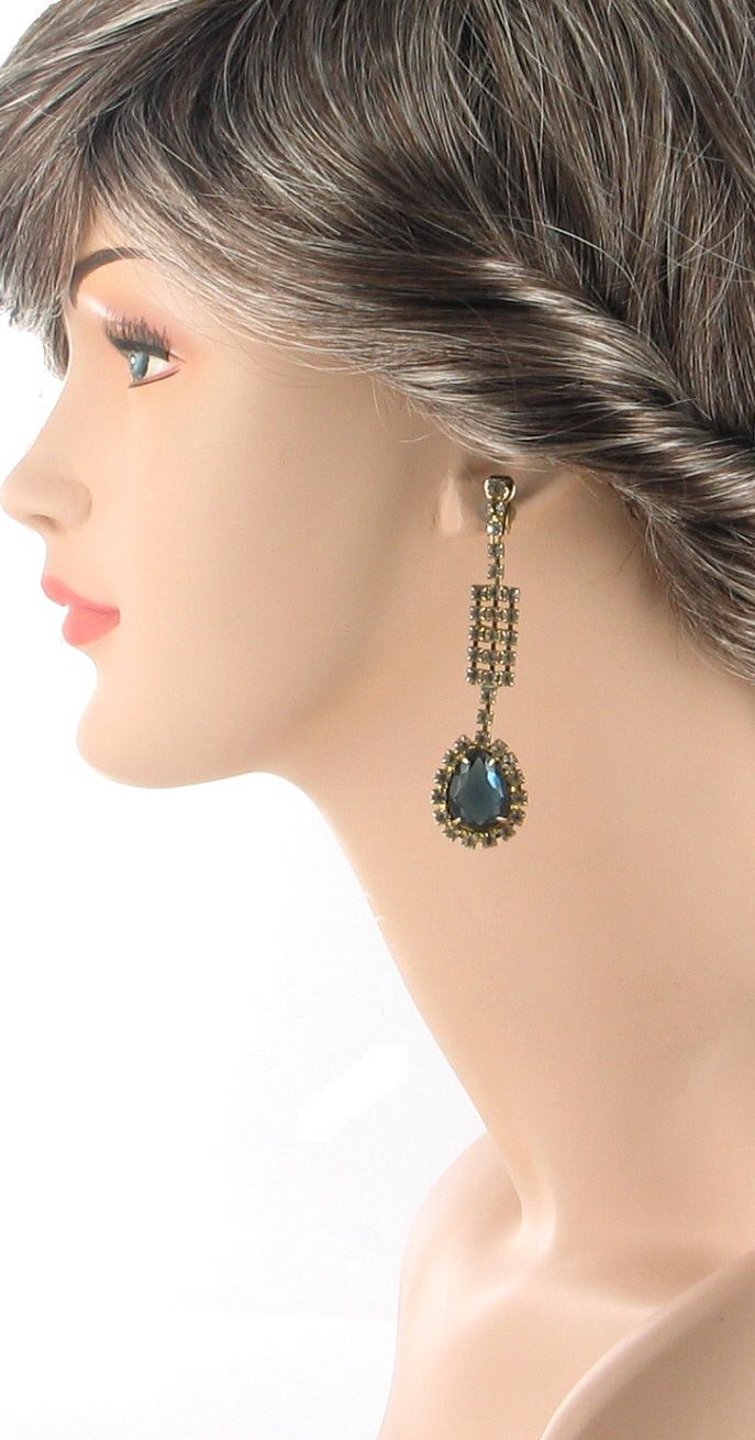 Vintage Gorgeous Juliana Blue RS Drop Earrings Fab