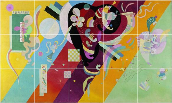 XL Wassily Kandinsky Abstract Painting Ceramic Backsplash Tile