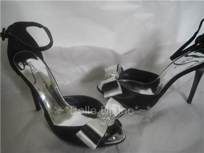 Karen Millen Black White Diamante Bow Sandals 7 40