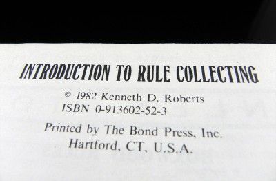 RARE Signed Copy Ken Roberts Introduction to Rule Collecting Slide