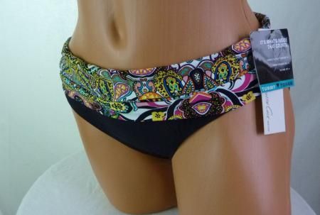 Kenneth Cole KC1TR96 Tummy Toner Fold Over Sash Swimsuit Bottom Sz s $