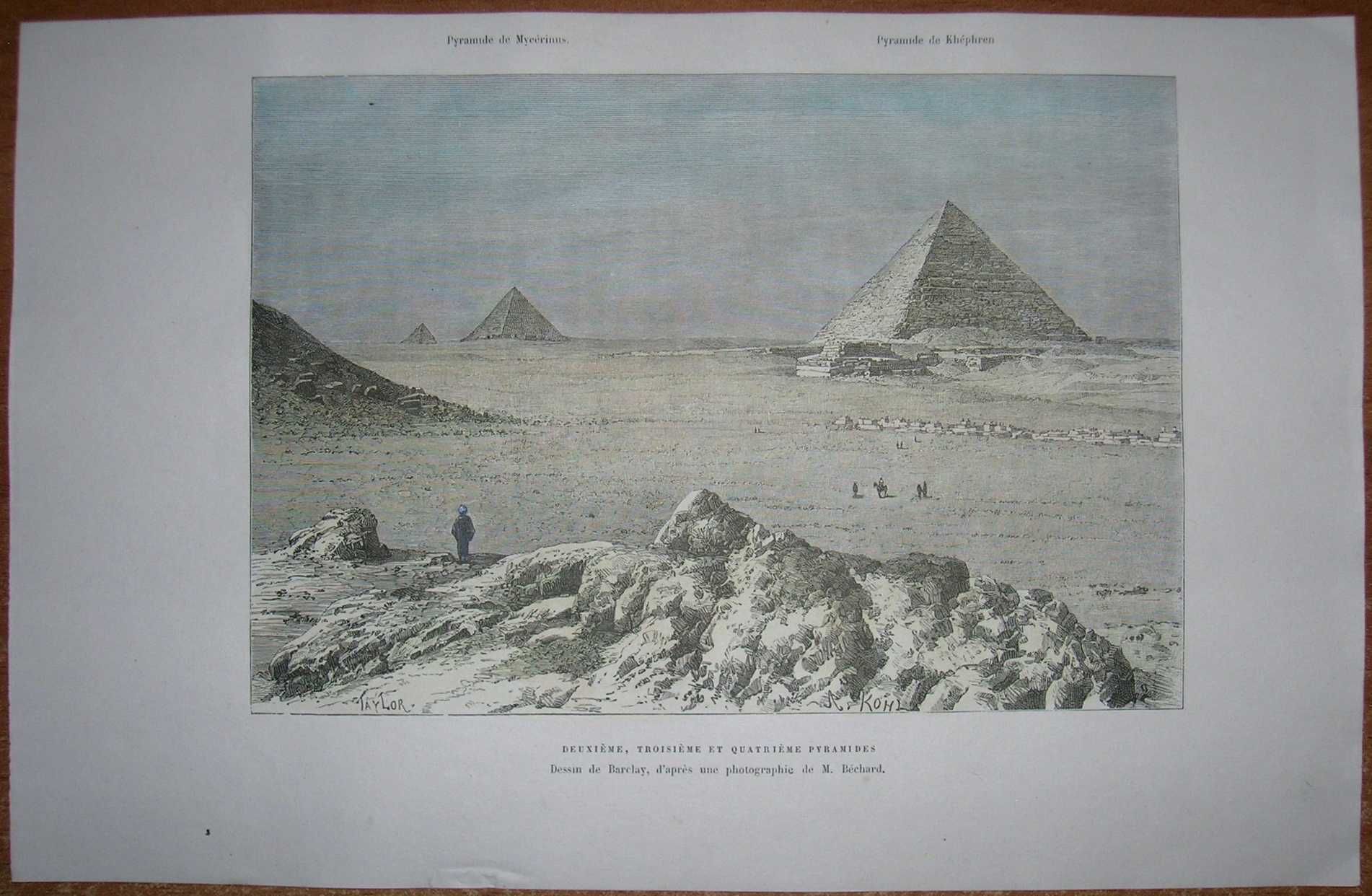 1885 Reclus Print Pyramids of Giza Cairo Egypt 39