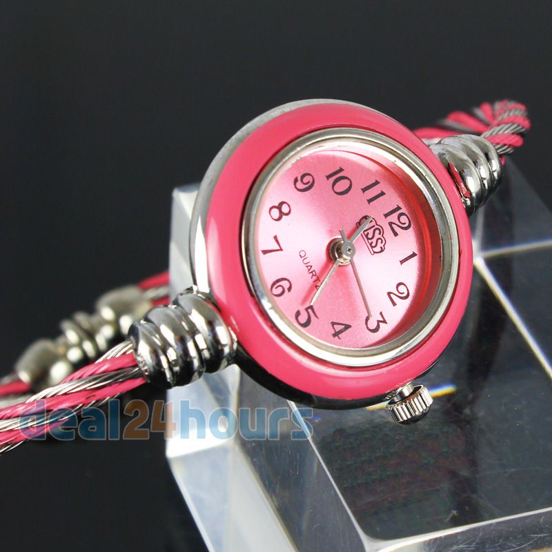 Fashion Kids Children Steel Wire Round Snake Girls Bracelet Quartz