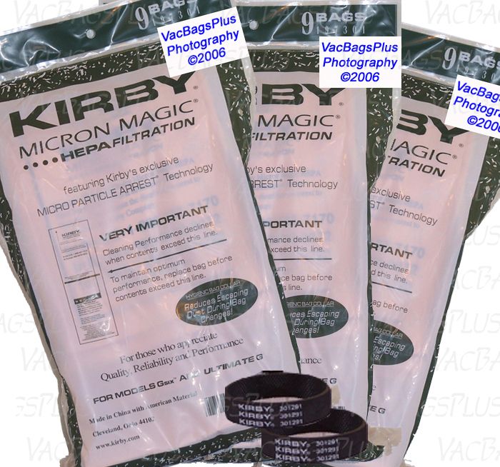 27 Kirby G6 Ultimate G2000 HEPA Bags w 2 Belt 197301