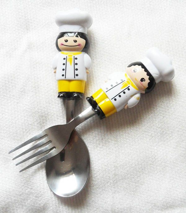 Cartoon Kitchener Silver Spoon Fork Set Stainless Steel