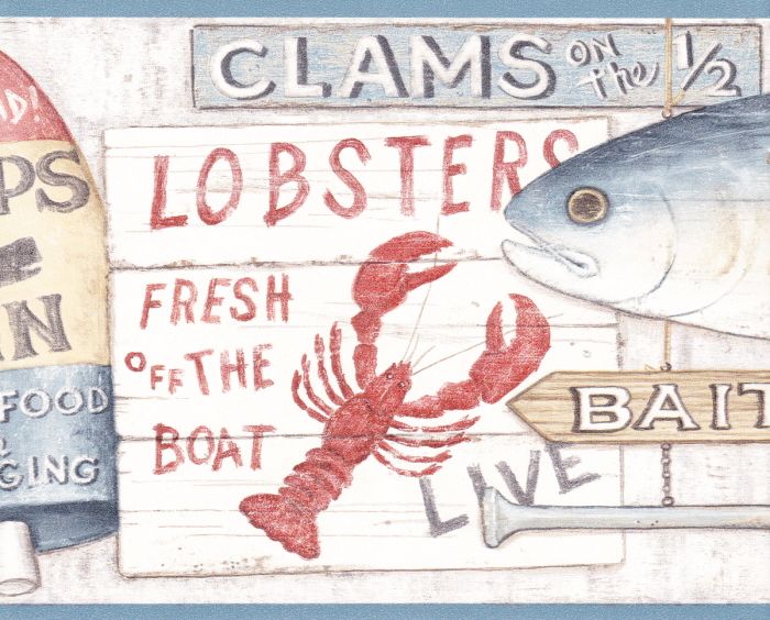 Country Kitchen Seafood Lobster Crab Clam Wallpaper Border Wall