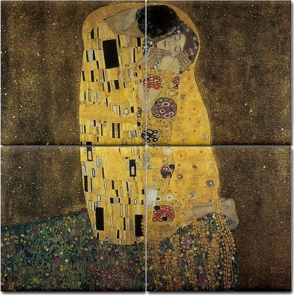 Klimt Art Nouveau The Kiss Set 4 Ceramic Art Tiles