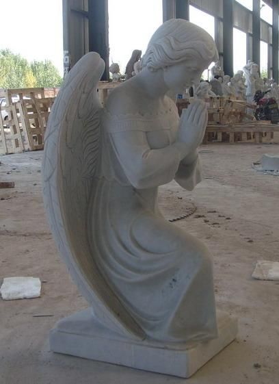 White Marble Praying Angel Garden Statue