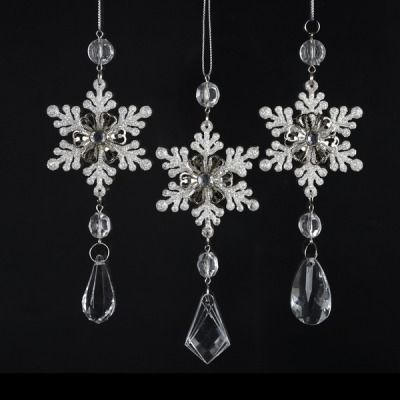Kurt Adler Snowflake Drop Ornament Set of 3