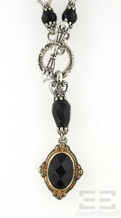 Konstantino Sterling Silver Black Onyx Link Toggle Necklace