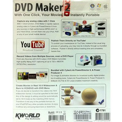 KWorld USB DVD MAKER2 Convert Edit VHS Video