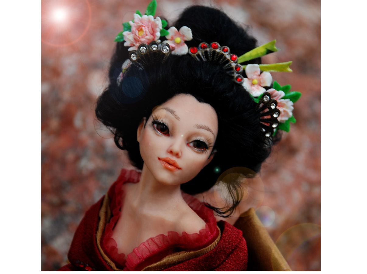 Polymer Clay Fairy sculpture. Fall Flower Dance by Kristina Kuntz