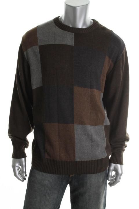 Oscar de La Renta New Brown Pattern Long Sleeve Crew Neck Pullover