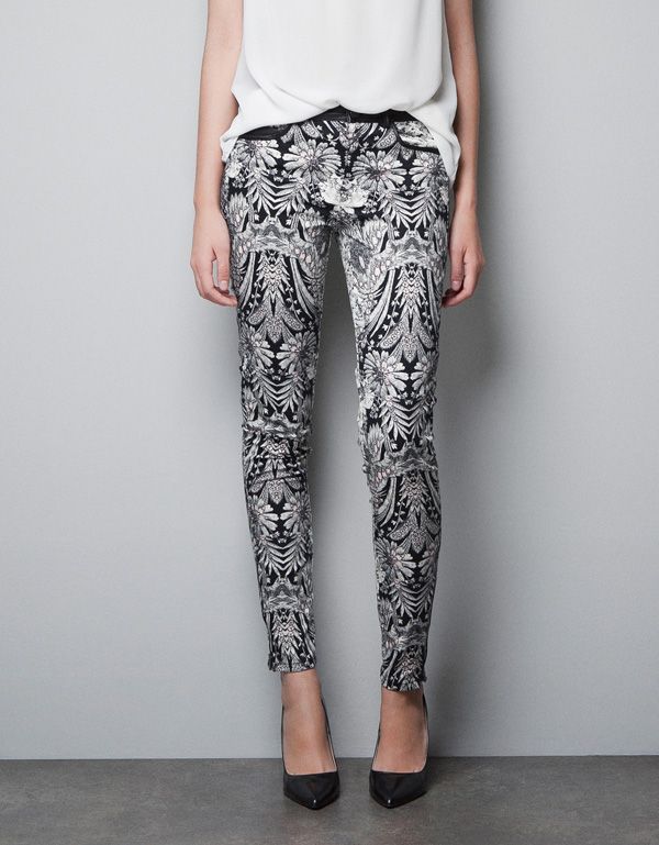 Zara Oriental Print Trousers Size UK 12 EU 40