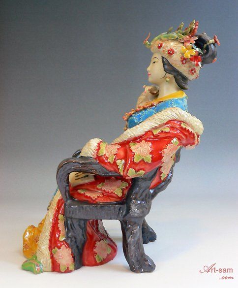 Great Beauty Dream of the Red Chamber   Shiwan Ceramic Lady Figurine