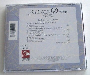 Piano Works of Jan Ladislav Dussek Vol 1 Frederick Marvin Dorian CD