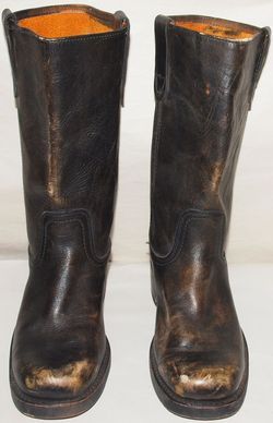 Vintage Landis Boots Black Campus Motorcycle Cowboy Western 8 5