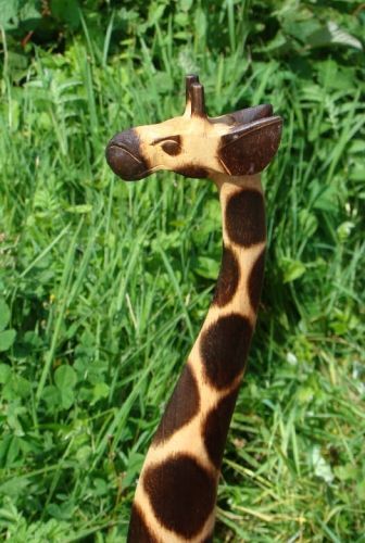 Natural Wooden Tall Giraffe Statue 100cm