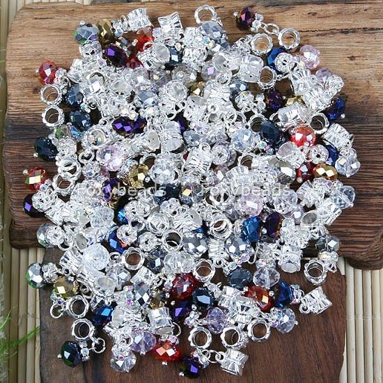 100p Mix Color Crystal Big Hole Bead Fit Charm Bracelet