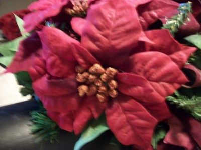 Christmas Saddle Arrangement with Poinsettias for Mailboxes Banisters