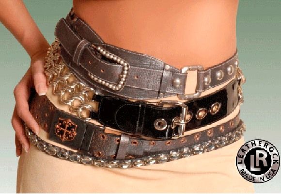 Leatherock Women Belt Antiqued Copper Brown Leather Swarovski Crystal