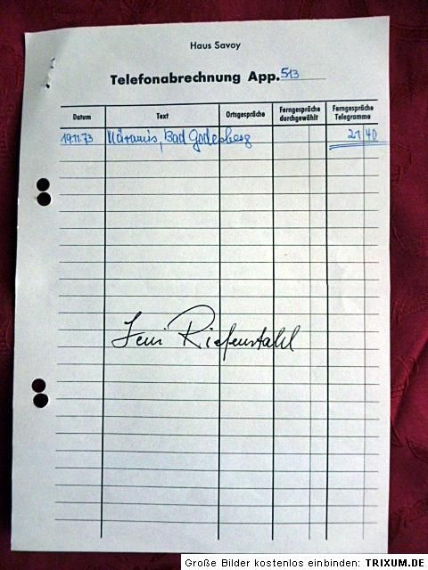 Leni Riefenstahl signature & short cut signature & handwriting on bank