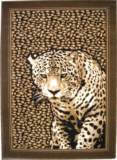 African Safari Leopard Skin Print Woven 4x6 Area Rug Actual Size 52 x