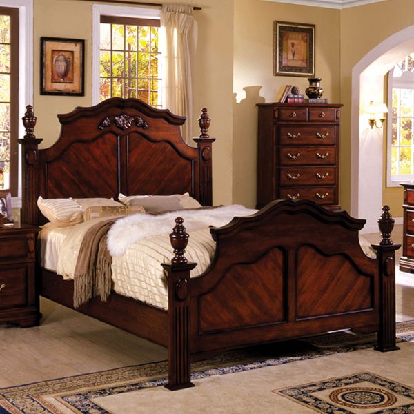 Lewisburg Dark Cherry Finish Bed Frame