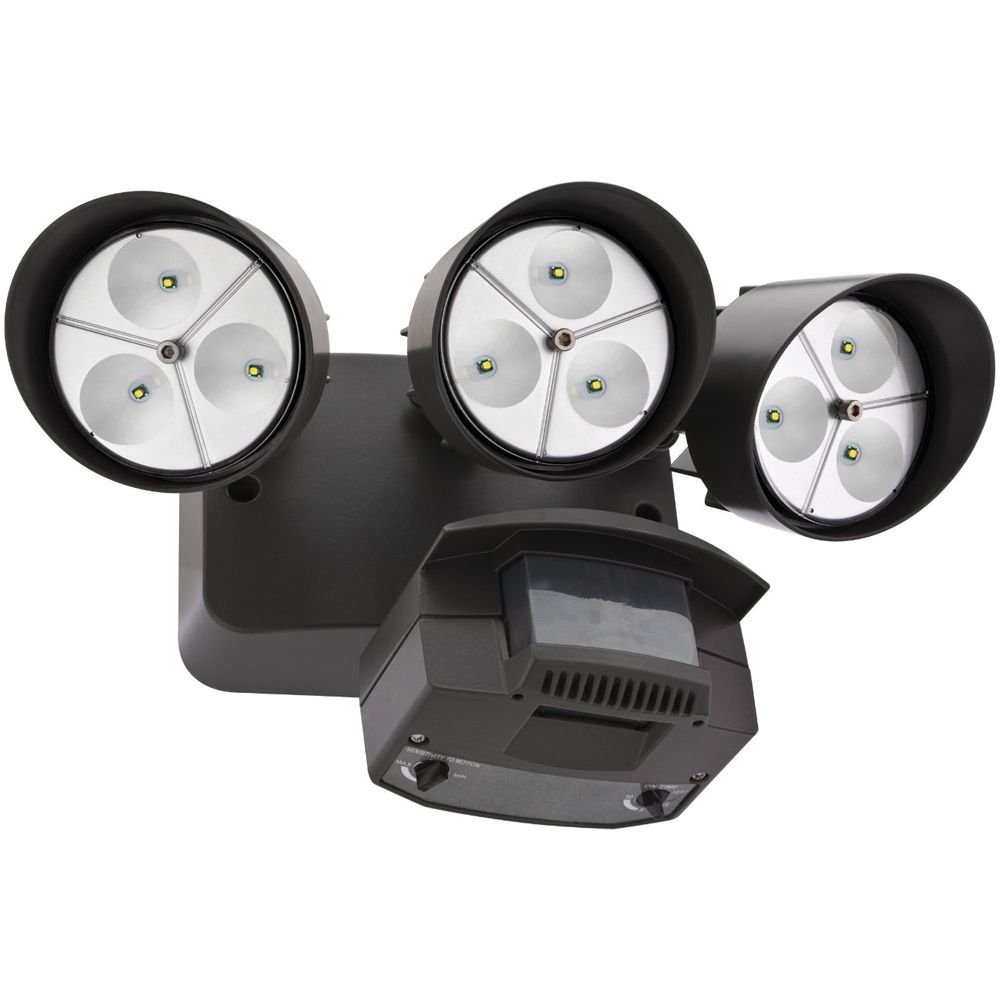 Bronze 3 Head Outdoor LED Security Floodlight Motion Sensor Lighting