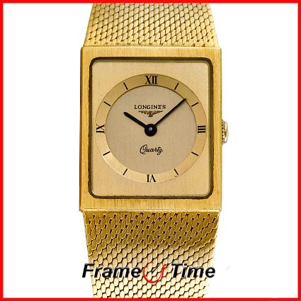 Longines Lady Vintage Gold Square Rectangle Mesh Watch