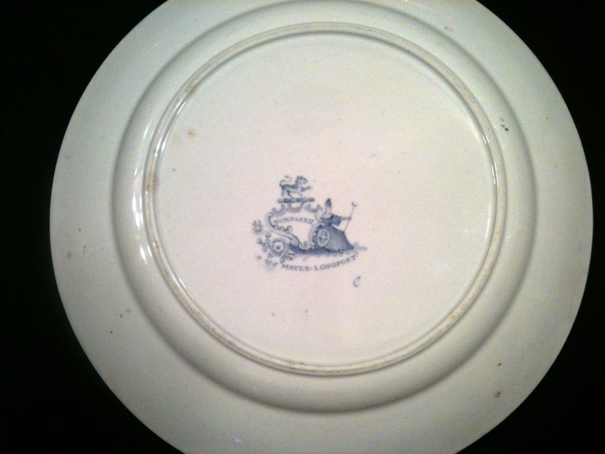 ANTIQUE T J & J MAYER LONGPORT FLOW BLUE PLATE CIRCA 1830 45 LARGE