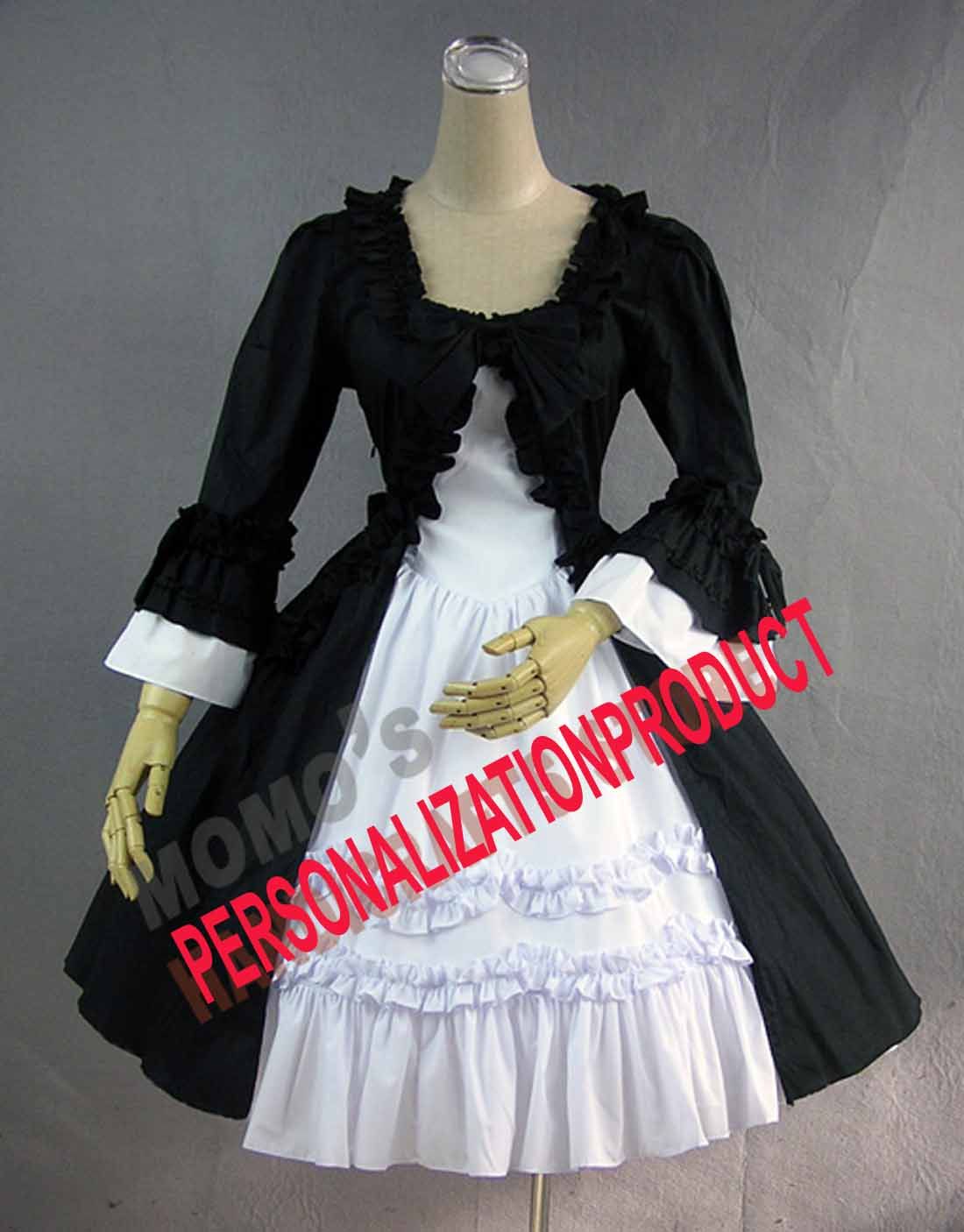 Vintage Gothic Lolita Party Ruflles Gown Black Dress