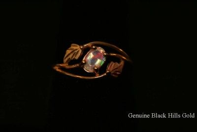 Genuine Black Hills Gold 10KT Opal Ring 12 KT Leaves Size 6 New 53