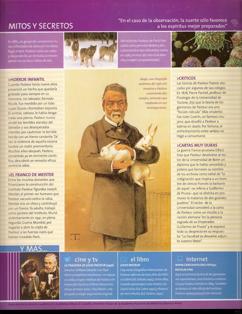 Louis Pasteur RARE Argentina Magazine Biography