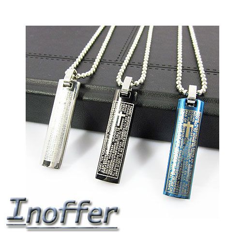 Lover Silver Stainless Steel Bible Cross Charm Pendant Necklace Cool