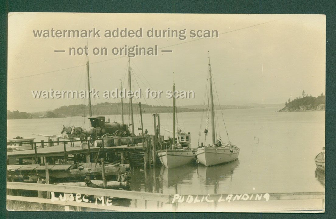 Lubec Maine Public Landing 1924 Fuel Wagon RPPC