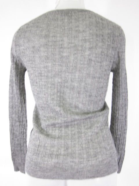 Theory Gray Ribbed Side Button Long Sleeve Sweater s P