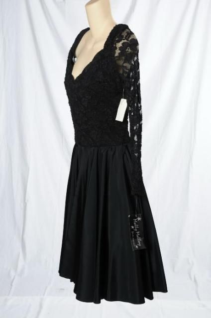 Vintage Molly Malloy Black Lace Full Princess Dress LBD 80s Party