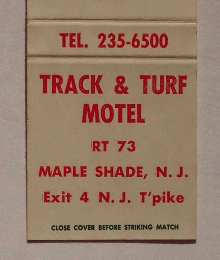 1960s Matchbook Track Turf Motel RT 73 Maple Shade NJ