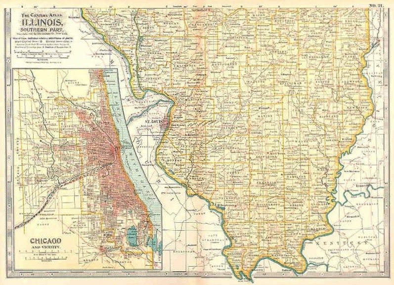 USA Illinois South Chicago Inset Old Antique Map 1897