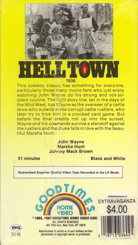 Hell Town John Wayne Marsha Hunt $3 New