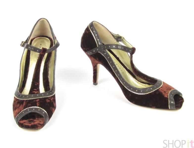 New $140 Martinez Valero West V Velvet Heel Pumps Shoes