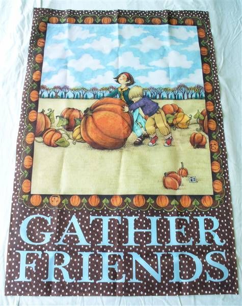 Great Mary Engelbreit Gather Friends Autumn Garden Flag. Measures 38