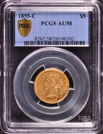 1855 C Liberty $5 PCGS AU 58