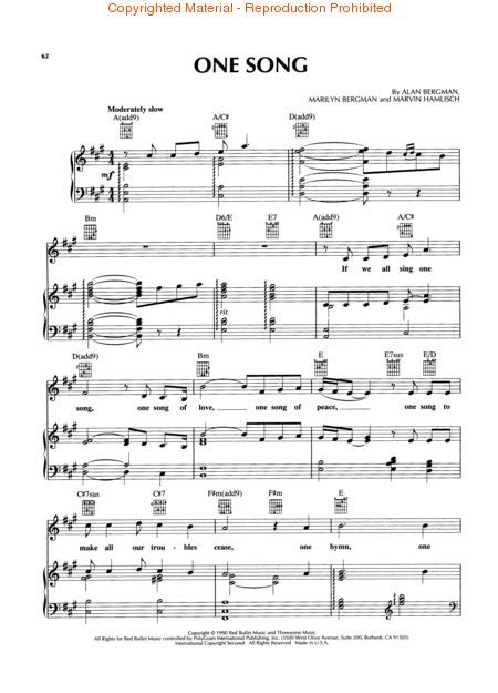 Marvin Hamlisch Piano Vocal Guitar P V G Sheet Music Song Book