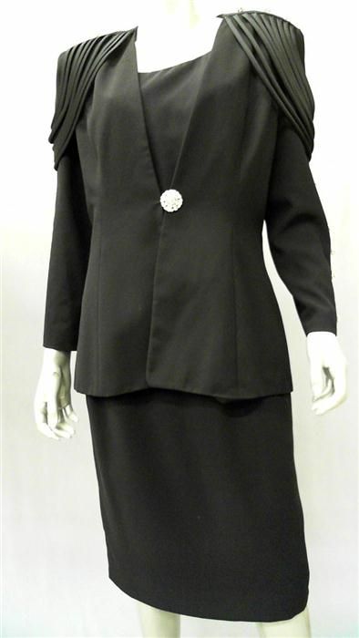 Karen Lawrence by Matthew Misses 12 3 PC Skirt Suit Black Blouse