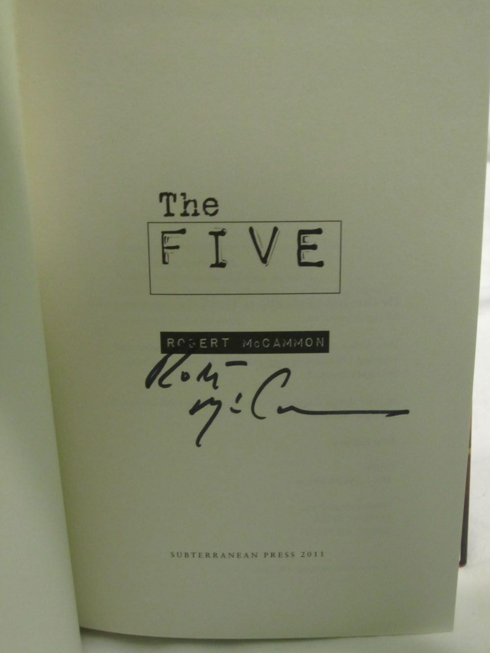 The Five by Robert McCammon    SIGNED Trade Hardcover Edition From Sub