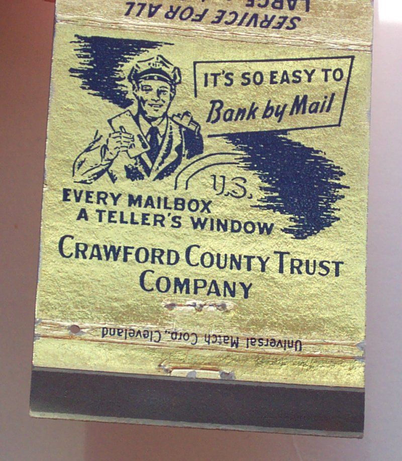 1950s Matchbook Crawford County Trust Co Meadville PA