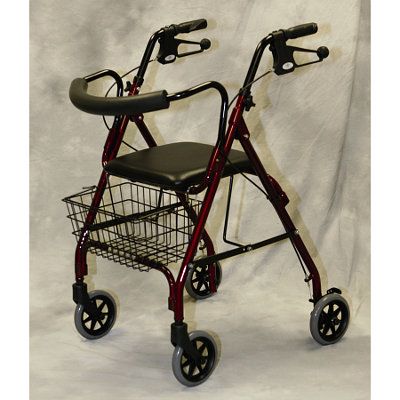 Medline Deluxe Rollator Rolling 4 Wheeled Walker Black