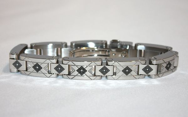 Simmons Bracelet Two Tone Stainless Steel With Diamond Accents 8.5